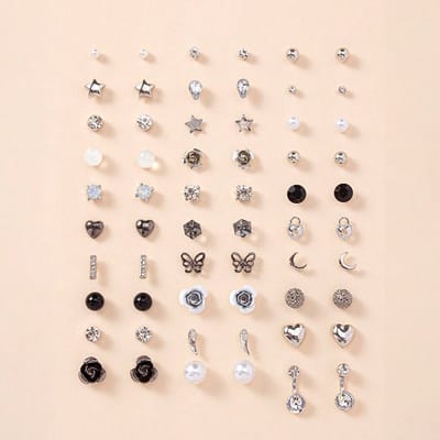 30-delige Set Oorbellen - Midnight Black | Metaal/Bijoux | Fashion Favorite