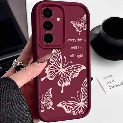 Vlinderhoesje voor Samsung Galaxy S25 S24 S23 S22 Ultra S21 S24 FE A14 A34 A15 A35 A52 A53 A54 A16 A56 5G Schokbestendige Zachte Cover For Samsung S25 gray