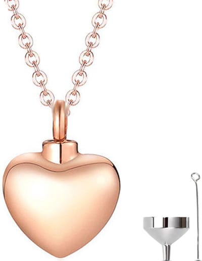 Luxe Ashanger - met Ketting - Voor As, Haren of Parfum - Assieraad - As Ketting - Gedenksieraad - Urn - Incl. As vuller en Opbergzakje - Solid Rosé