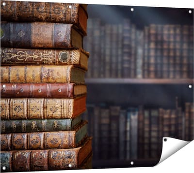 Gards Tuinposter Oude Historische Boeken - Retro - 120x90 cm - Tuindoek - Tuindecoratie - Wanddecoratie buiten - Tuinschilderij