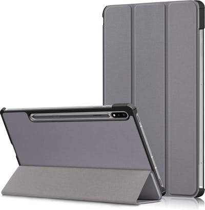 Samsung Tab S8 Plus hoes Book Case Smart Cover Grijs - Samsung Galaxy Tab S8 Plus hoes - Samsung Tab S7 FE hoes bookcase - Tab S7 plus hoes Trifold hoes -Tablet Hoes 12.4 Inch