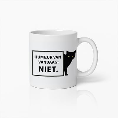 Grappige Zwarte Kat Mok – ‘Niet Vandaag’ Beker voor Kattenliefhebbers en Sarcastische Ochtenden