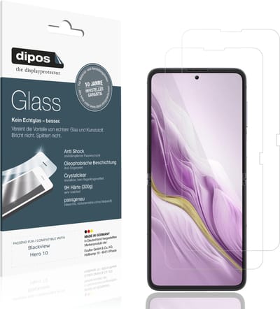 dipos – 2x Pantserfolie geschikt voor Blackview Hero 10 Buitenkant | 9H Screenprotector