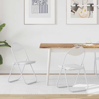 vidaXL - Inklapbare - stoel - 2 - st - Kunstleer - Wit - 48 - x - 43,5 - x - 81 - cm