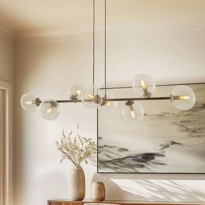 EMIBIG LIGHTING Hanglamp Glassy, 8-lamps, zwart, helder, glas, E14