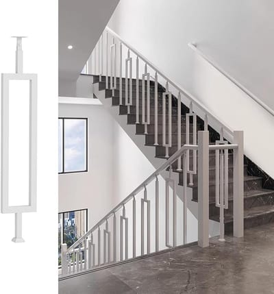 Trapleuningpalen Set - Metalen Balustrade - Trap Renovatie - Verstelbare Hoeksteun - 85 cm Hoog - Zwart