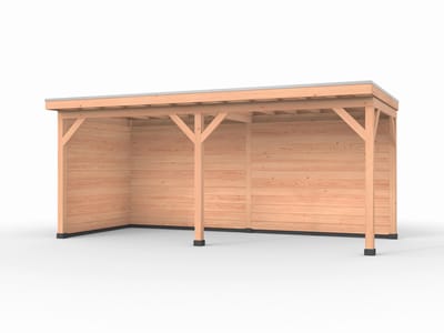 Douglas overkapping, 600 x 250, met achterwand en zijwand, Westwood Comfort Plus