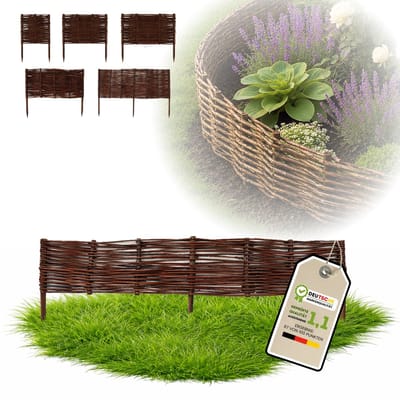 Floranica Tuinafscheiding van wilg - 1 stuk - Hoogte: 10 cm Lengte: 100 cm - Wilgenvlechtwerk, tuinhek, randafwerking voor bloembedden, hout, gazonrand