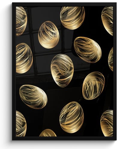Poster in lijst - Fotolijst 50x70 cm - Posters - Eieren - Goud - Patroon - Posterlijst zwart - Decoratie - Wanddecoratie woonkamer - Muurdecoratie slaapkamer