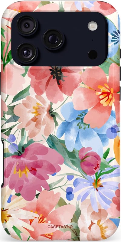Casetastic hoesje geschikt voor Apple iPhone 17 Pro Max - MagSafe - Dubbellaagse bescherming - Tuin van tinten - Fashion Case - Perzik Zand Lichtgrijs Koraal