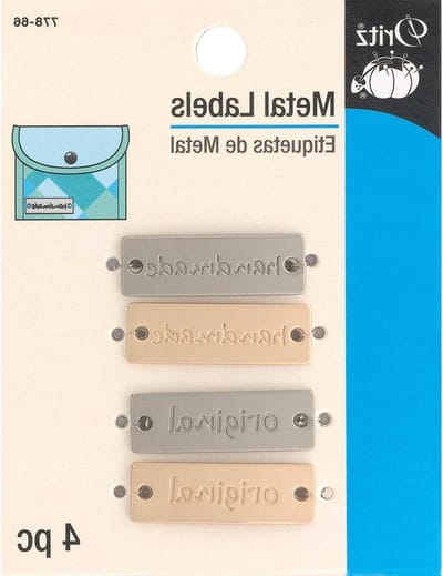 Metalen Labels - Naai Labels - Handgemaakte Artikelen - Voorgeperforeerde Gaten - 1-1/8 x 3/8 Inch - Mat Zilver en Goud