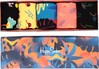Happy Socks Tropical Night Socks Gift Set (5-pack) - tropische nachten met kleur - Unisex - Maat: 36 - 40