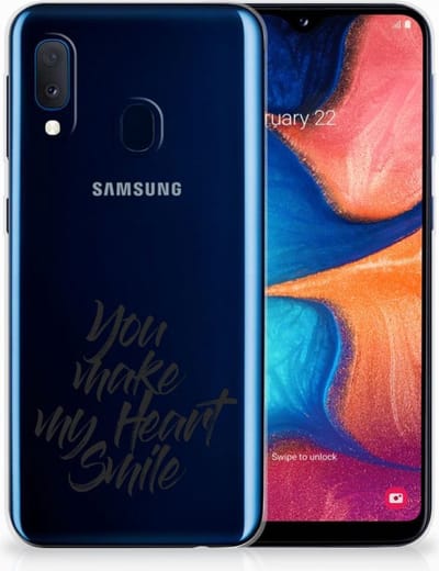 Back Cover voor Samsung Galaxy A20e Siliconen hoesje met naam Heart Smile