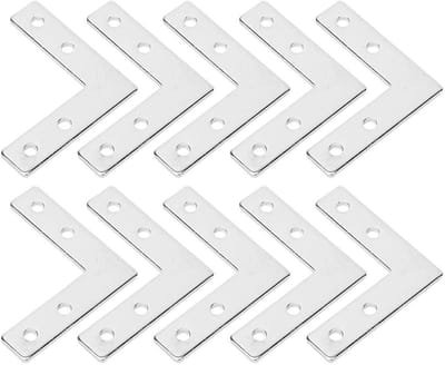 Hoekbeugel Platen - Verbindingsplaat Aluminium - Frame Versterken - Koolstofstaal Materiaal - 10 stuks - Grijs
