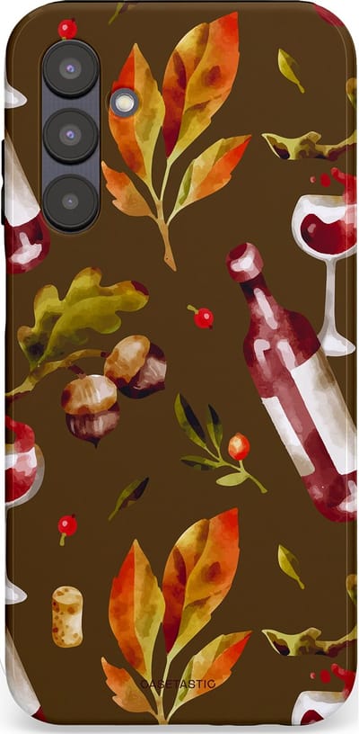 Casetastic Hoesje Geschikt voor Samsung A25 - Stijlvolle Beschermende Duo-layer Case - Rode Wijn Bladeren