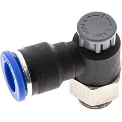L-stuk Regelventiel 10 mm - G1/4'' Regeling-Uit Messing/Nylon Borgmoer