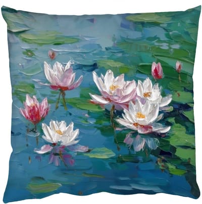Sierkussens - Kussentjes Woonkamer - 50x50 cm - Waterlelies - Bloemen - Roze - Water