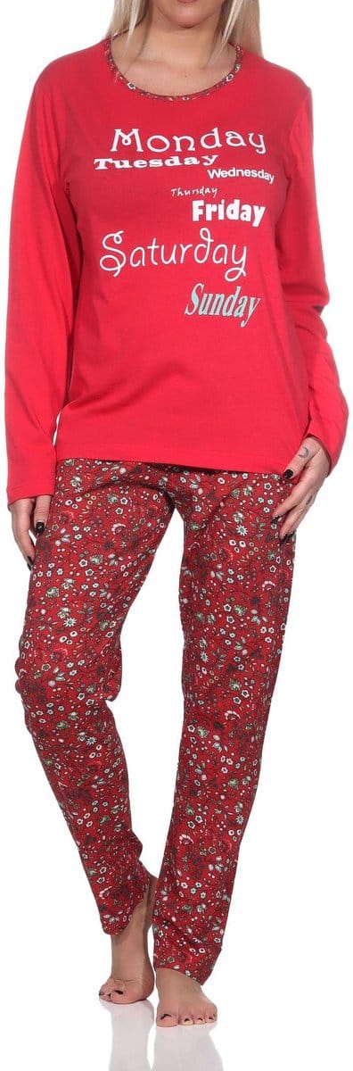 Lange damespyjama met casual print en all-over patroon