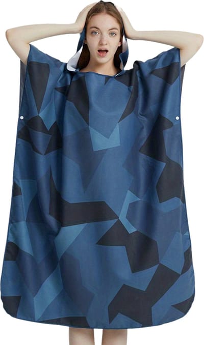 Nivard Surf Poncho Voor Volwassenen - Omkleed Handdoek Zacht - Dames & Heren - Blauw