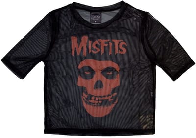 Misfits - Orange Logo & Skull Crop top - S - Zwart
