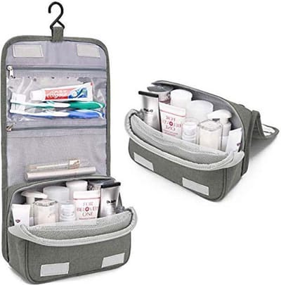 LOUZIR Reis Toilettas Hangend met Haak – Travel Etui -Organizer voor Toiletartikelen - Kamperen & Reizen – Toilet Bag – Grijs