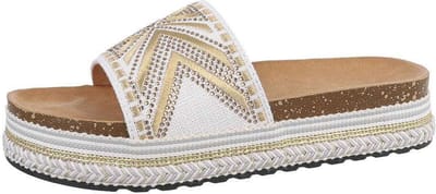 ZoeZo Design - damesslippers - zomerslippers - strandslippers - slippers - kunstleder - PU - stof - goud - wit - maat 36