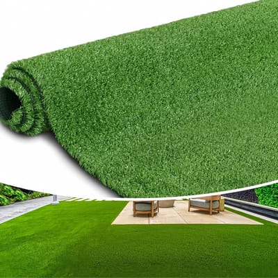 Kunstgras tapijt - Nepgazon synthetisch - Buiten decoreren - Onderhoudsvrij met drainage - 10 cm hoog - Groen