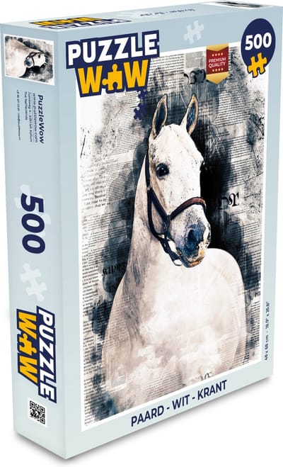 Puzzel Paard - Wit - Krant - Meisjes - Kinderen - Meiden - Legpuzzel - Puzzel 500 stukjes