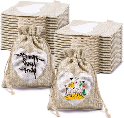 Kleine jute zakjes 30 stuks, 10 x 8 cm, herbruikbare stoffen zakjes voor cadeaus en decoratie