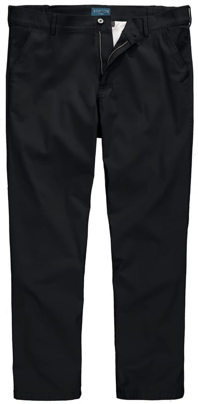 Boston Park - Heren - Broek van twill traveller-band platte voorkant regular fit - Zwart - Maat 52