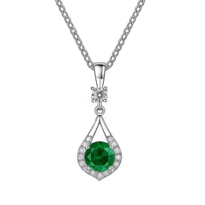 Zilveren Ketting met Smaragd - Zilveren Dames Ketting met Smaragd - Dames Smaragd ketting - Silver Emerald Necklace- Zilver 925 - Amona Jewelry