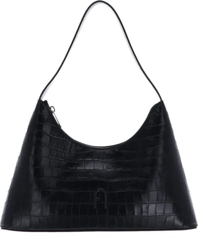 FURLA Leren Schoudertas Diamante Shoulder Bag Nero Zwart