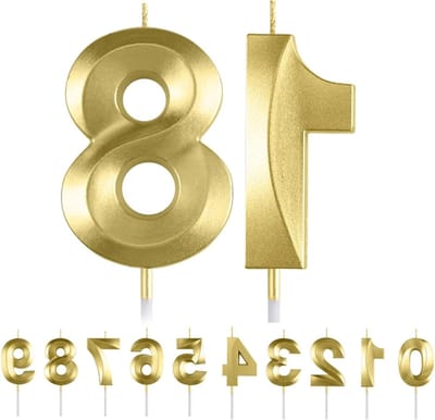 Verjaardagskaarsen nummer 18 - Cijferkaarsen Feest - Taart Decoratie - 3D Diamant Design - 10x10x1 cm - Goud