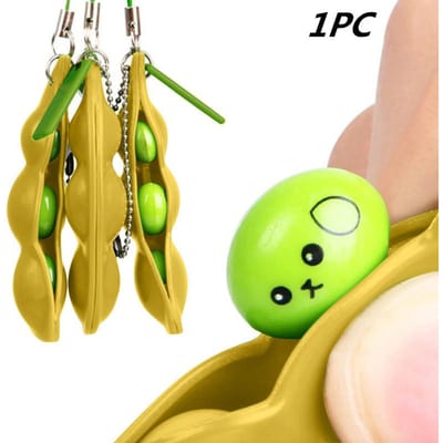 Fidget Speelgoed Decompressie Edamame Speelgoed Squishy Knijpbonen Sleutelhanger Schattig Stress Volwassen Speelgoed Rubber Jongens Meisjes Kerstcadeau