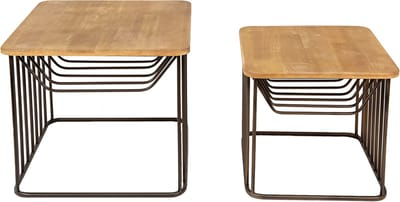 Clayre & Eef Bijzettafel Set van 2 Bruin IJzer