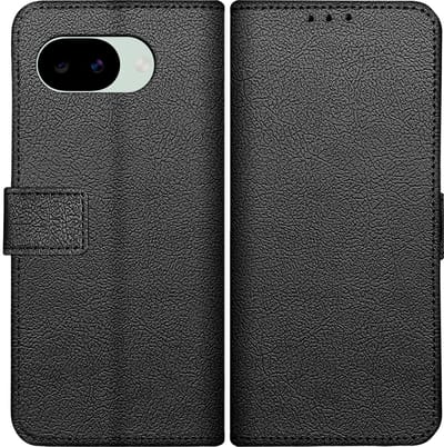 Just in Case hoesje geschikt voor Google Pixel 10a Hoesje met Pasjeshouder - Bookcase Classic - Zwart