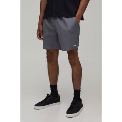 Ontspannen Pasvorm Onregelmatige Plooi Textuur Middellange Shorts | Grey | Size XS