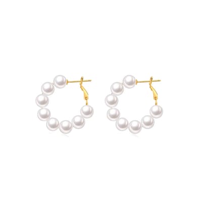 Parel Oorringen - 20 mm | Imitatie Parel | Bijoux/Messing | Fashion Favorite
