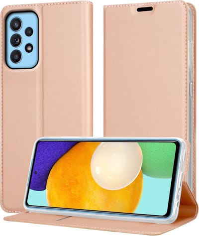 Cadorabo Hoesje geschikt voor Samsung Galaxy A52 (4G / 5G) / A52s in CLASSY ROSE GOUD - Beschermhoes met magnetische sluiting, standfunctie en kaartvakje Book Case Cover Etui