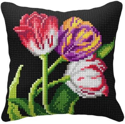 Borduurpakket - 99105 KRUISSTEEK KUSSEN ORCHIDEA - Tulpen