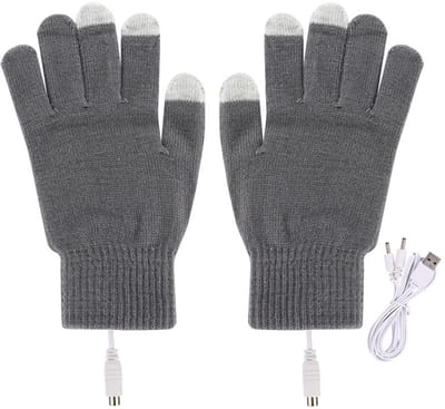 longziming -USB verwarmde handschoenen voor winter – 1 paar touchscreen handschoenen – Grijs – Warm en comfortabel, geschikt voor buitengebruik