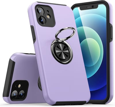 Telefoonhoesje Met Vingerring & Magneet voor Telefoohouders - Hoesje Geschikt voor: iPhone 12 Pro - Anti-drop harde cover - Paars