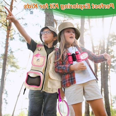 Kids Explorer Kit en Bug Catcher Set voor Buitenavonturen, Campinguitrusting met Vest en Hoed, Perfect voor Kinderen die Natuur en Dieren Willen Ontdekken