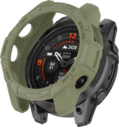 Beschermende watch case - hoesje - geschikt voor Garmin Fenix E (47 mm) - legergroen