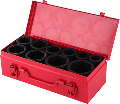 10-delige Steeksleutelset voor Impact Wrench, 3/4 Inch, Hexagonale Steeksleutels voor Auto en Kluswerk, 22-50 mm