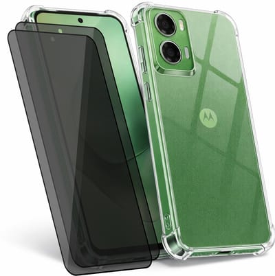 Hoesje geschikt voor Motorola Moto G06 / G06 Power - 2x Privacy Screenprotector Volledig Dekkend Glas - Shockproof Transparant