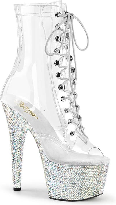 Pleaser - BEJEWELED-1021C-7 Plateau Laarzen, Paaldans schoenen - US 5 - 35 Shoes - Transparant