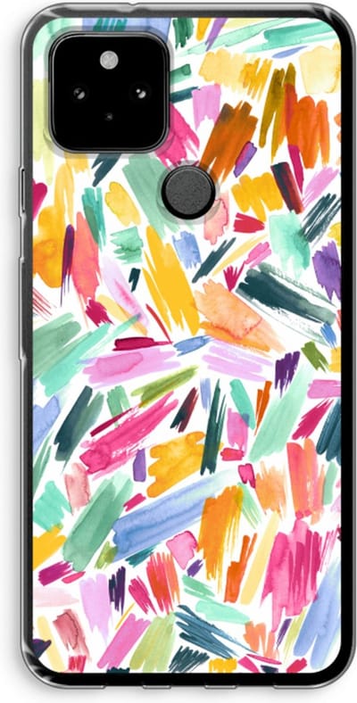 Case Company® - Hoesje geschikt voor Google Pixel 5 hoesje - Watercolor Brushstrokes - Soft Cover Telefoonhoesje - Bescherming aan alle Kanten en Schermrand