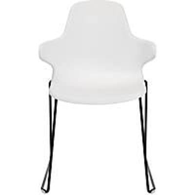 Topstar T2020 kuipstoel, sledeonderstel, ergonomische zitschaal, stapelbaar tot 4 stuks, zithoogte 450 mm, set van 2, met armleggers, wit/zwart