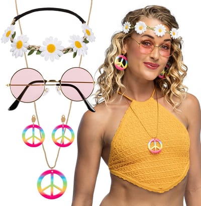 Boland - Set Hippie deluxe - Volwassenen - Vrouwen - Hippie - 60's & 70's - Hippie & Flower Power